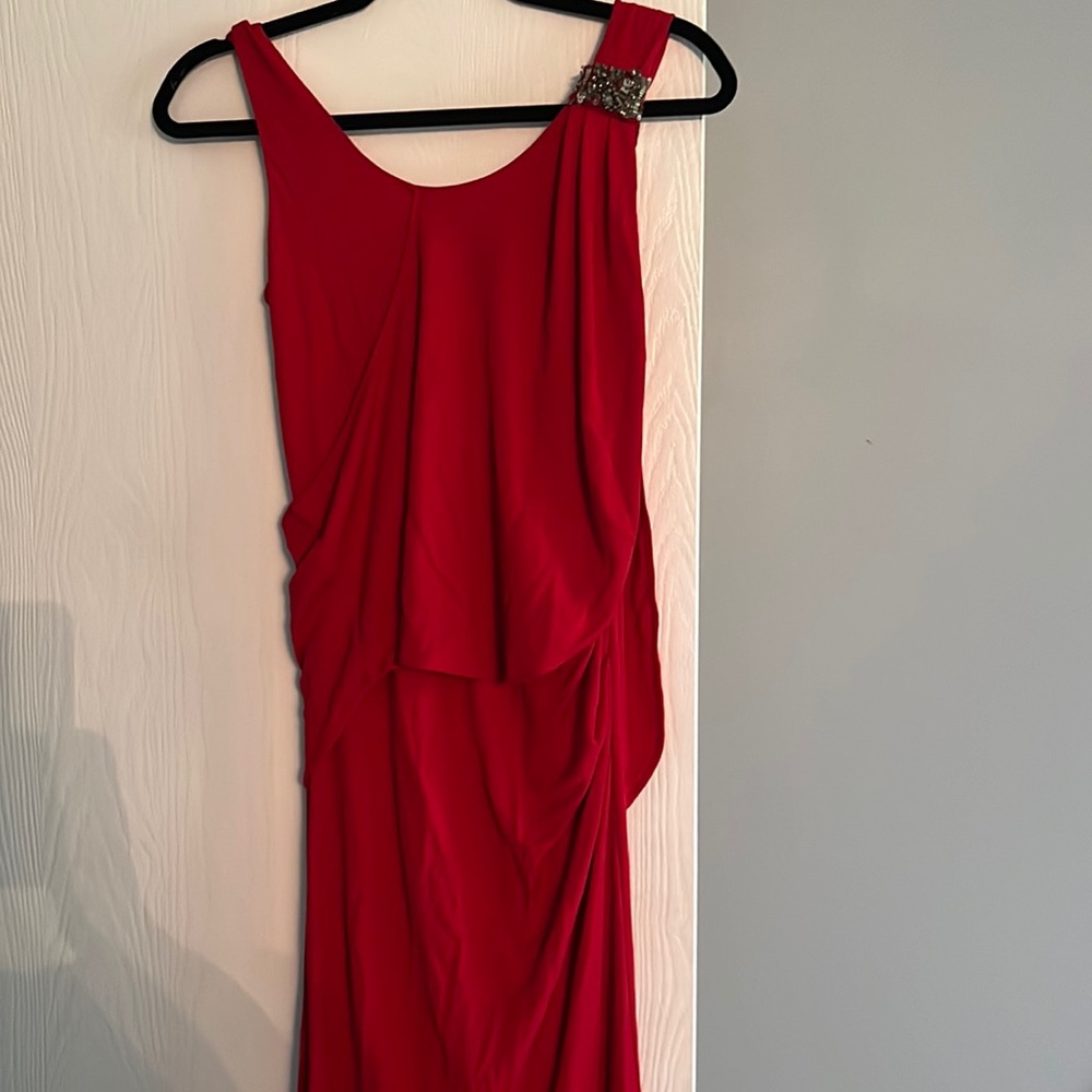 Badgley Mischka for Cache floor length red dress size 0